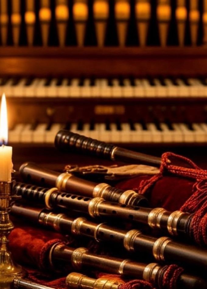 Волынки и орган при свечах