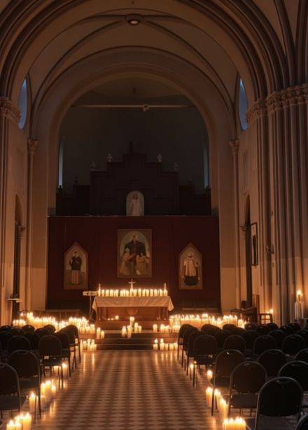 Рождественский орган при свечах